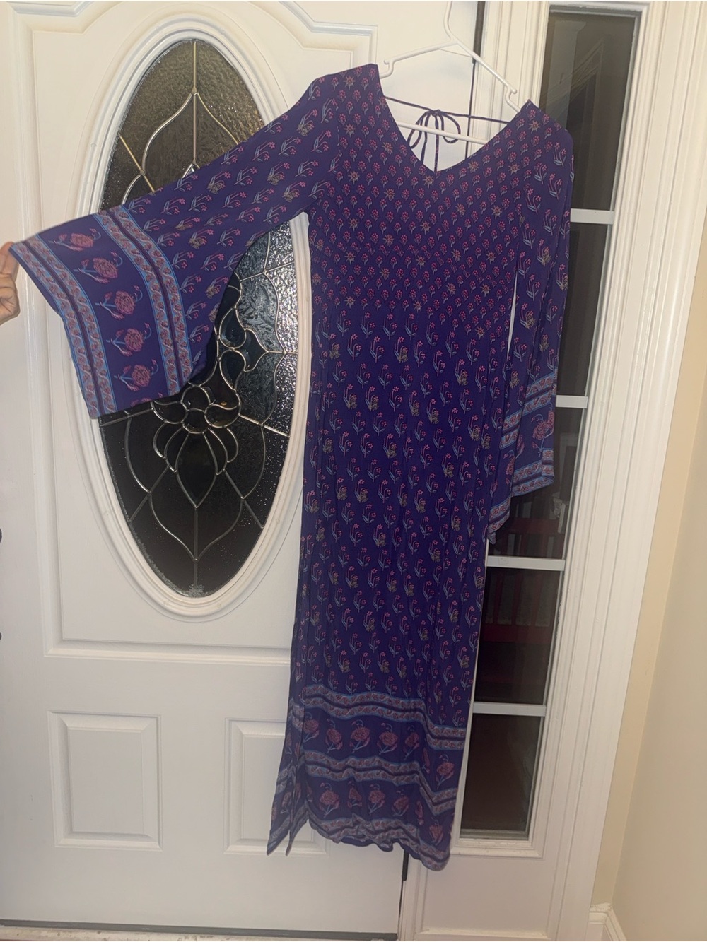 Spell Purple Floral Bell-Sleeve Maxi Dress
